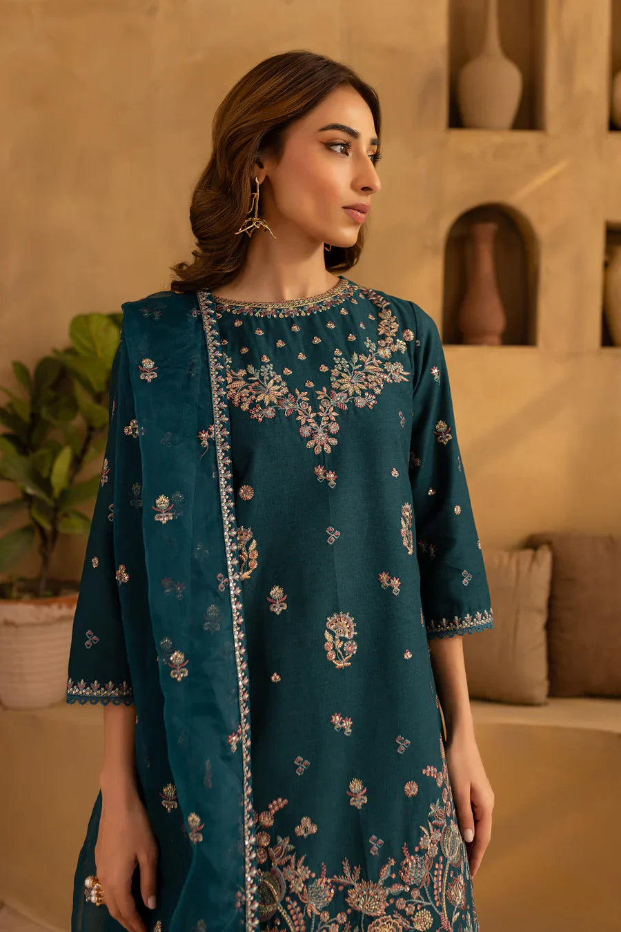 ANB Official - Ocean Blue/Green 3 PC Embroidered Dress