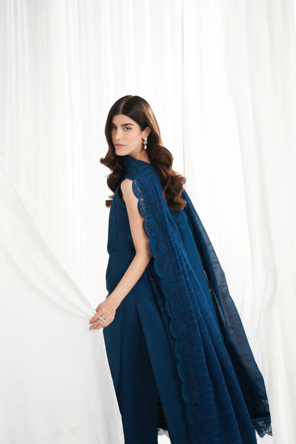 Zaib - Teal Blue Luxury Emroidered 3PCS Set (Ready To Wear)