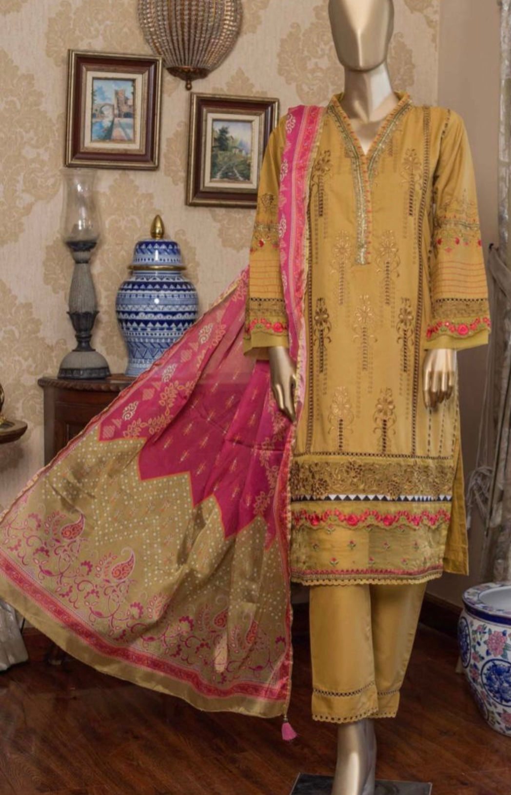 Sadabahar - Mustard 3-Piece Set - Ready To Wear