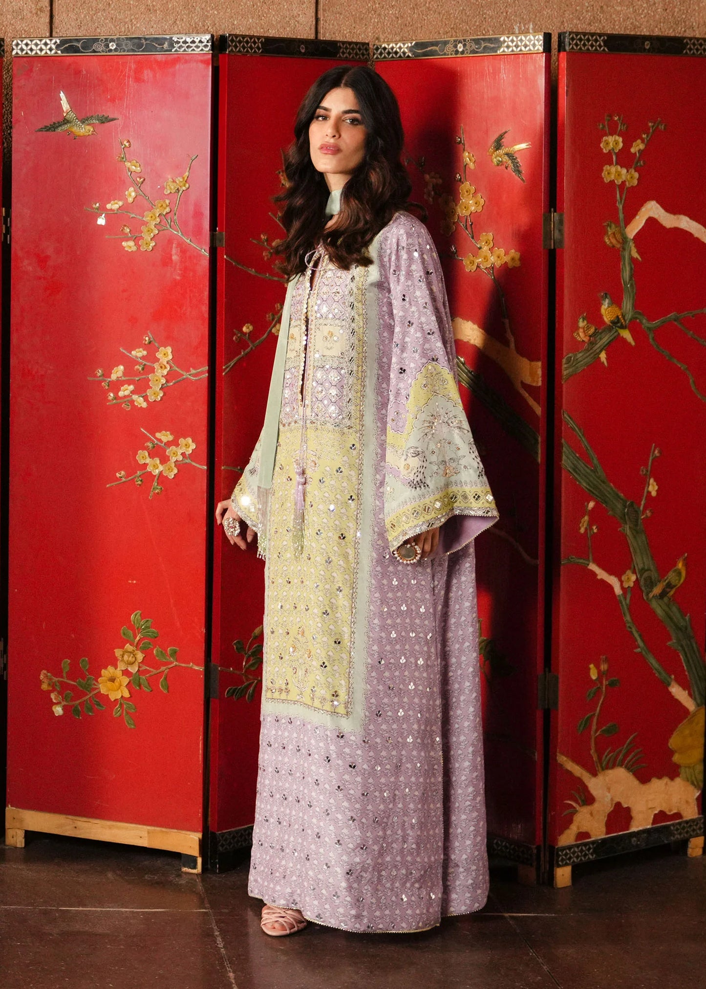 Crimson - Jhilmil Lilac | Kaftan