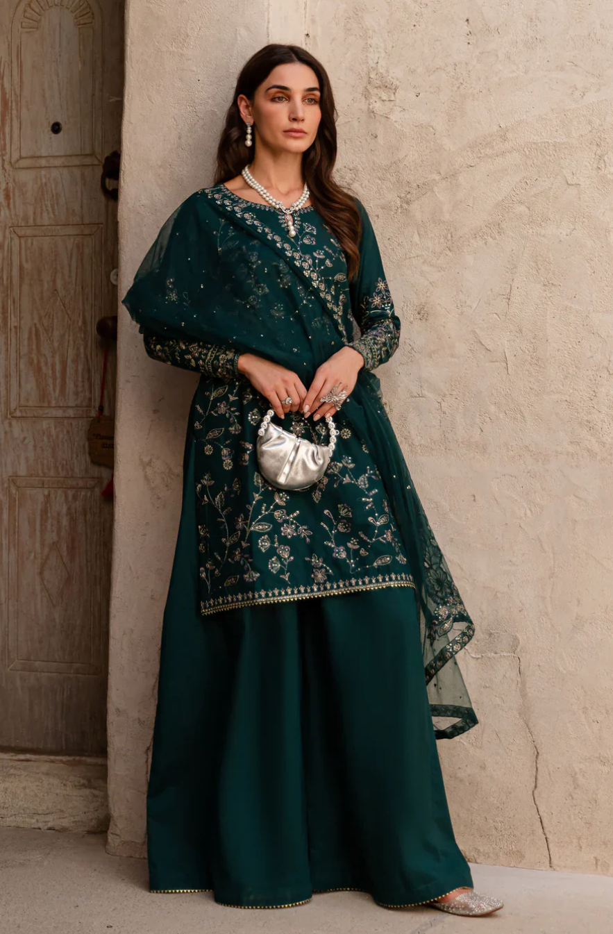 ANB Official - Elegant Deep Green 3 PC Embroidered Dress