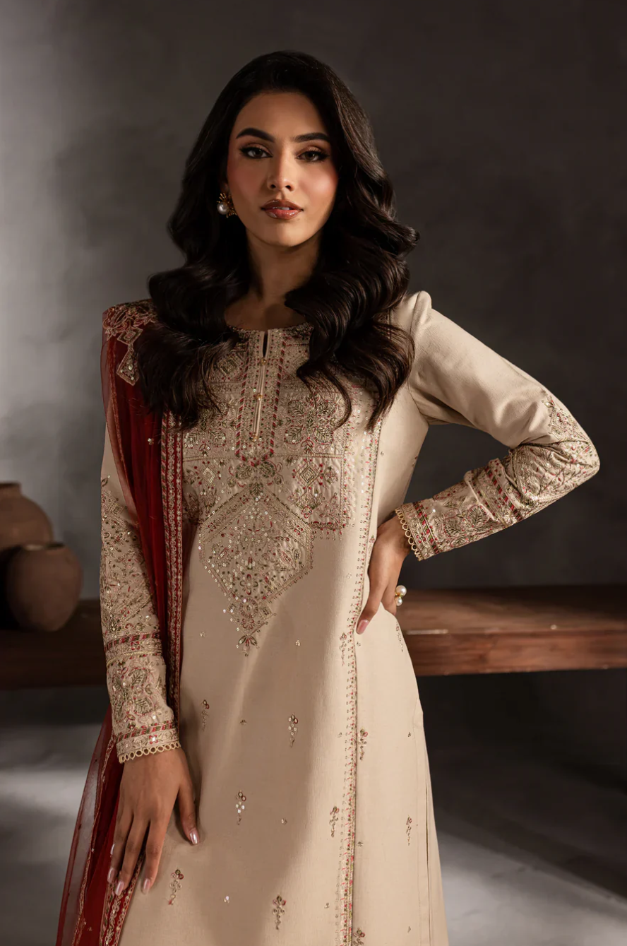 ANB Official - Wedding Vibes! Off-White 3 PC Embroidered Dress