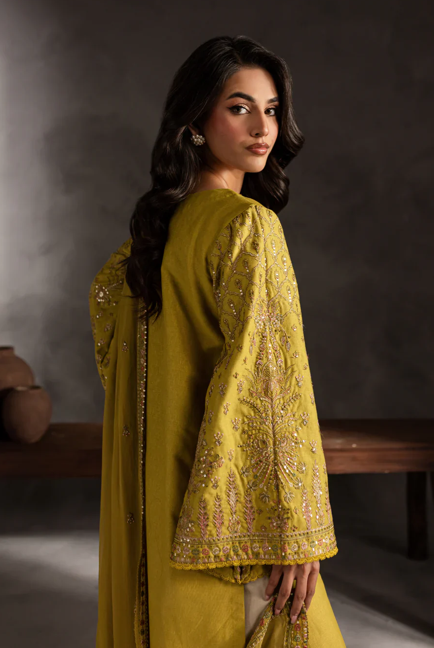 ANB Official - Mehndi Vibes! Mustard 3 PC Embroidered Dress