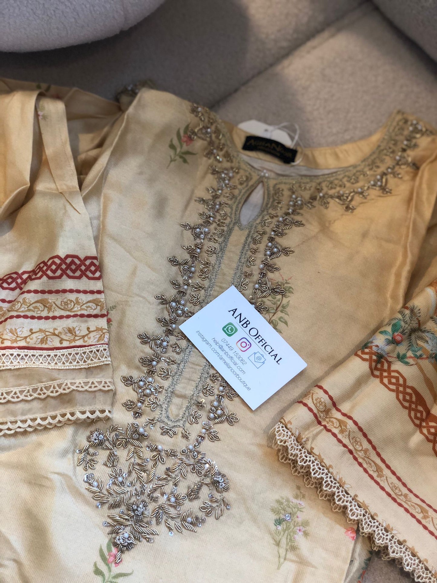 Agha Noor - Yellow Silk 2-Piece Suit image 1