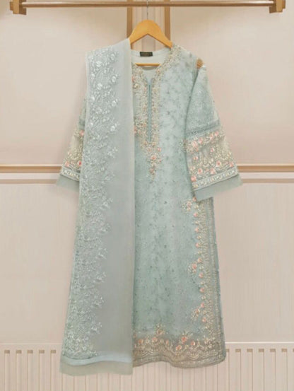 Agha Noor - Blue Organza 3-Piece Suit image 0