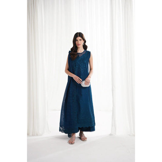 Zaib - Teal Blue Luxury Emroidered 3PCS Set (Ready To Wear)