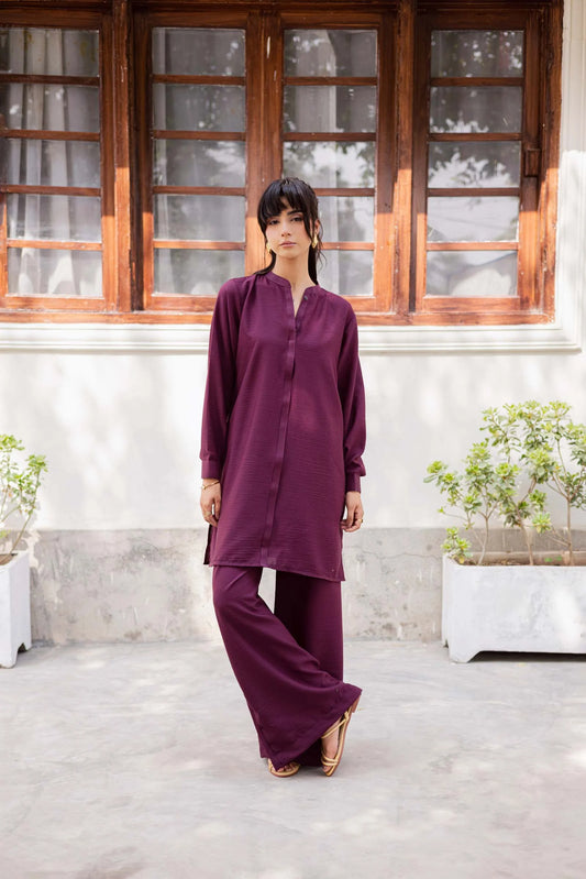 Silayi Pret - Ready To Wear | 2-Piece | Textured Plum