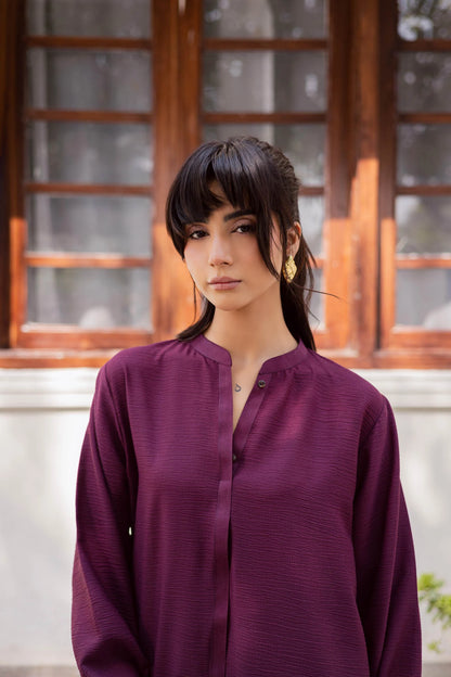 Silayi Pret - Ready To Wear | 2-Piece | Textured Plum