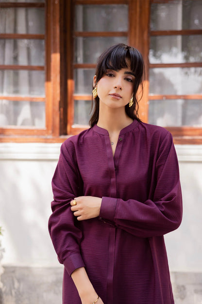 Silayi Pret - Ready To Wear | 2-Piece | Textured Plum
