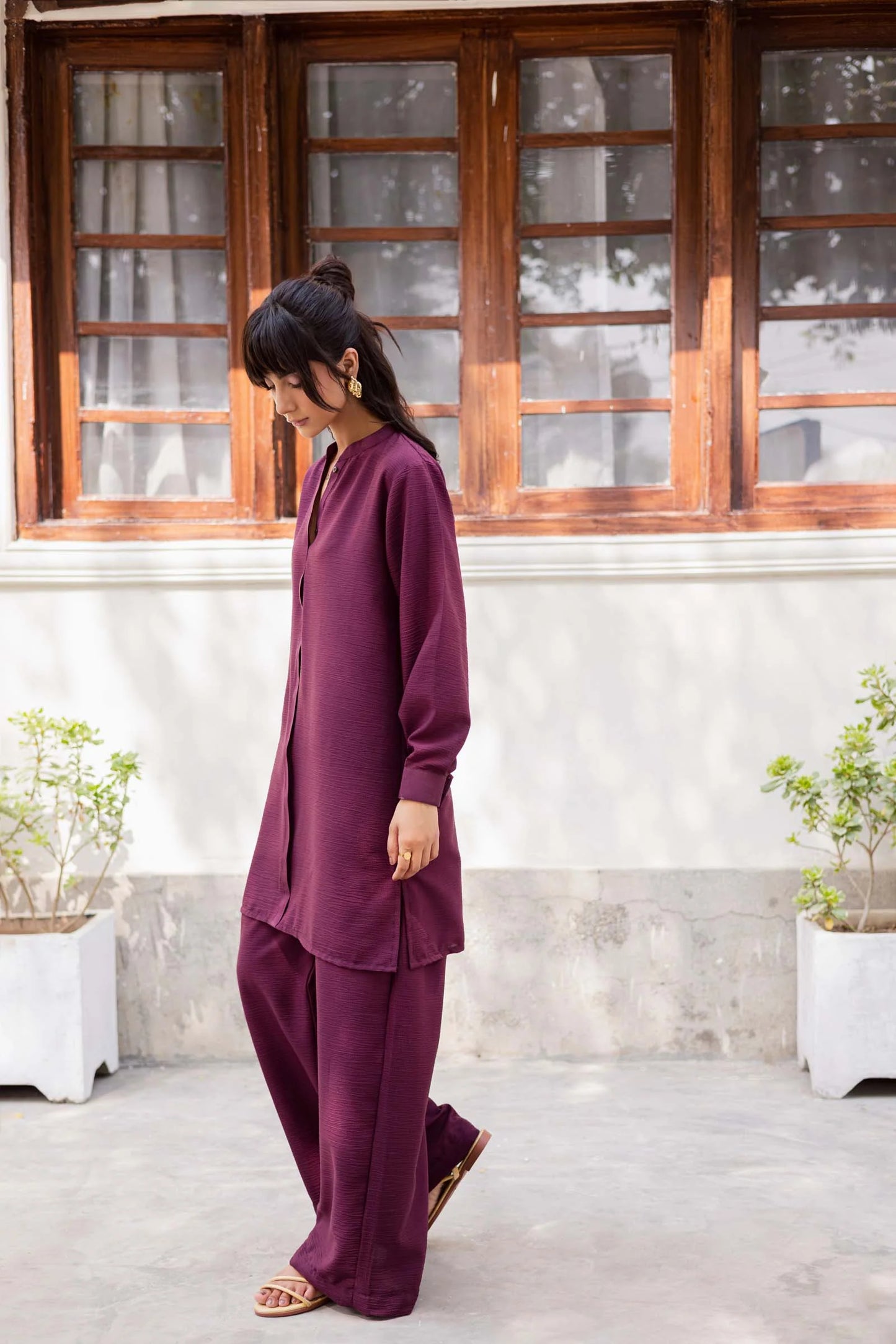 Silayi Pret - Ready To Wear | 2-Piece | Textured Plum