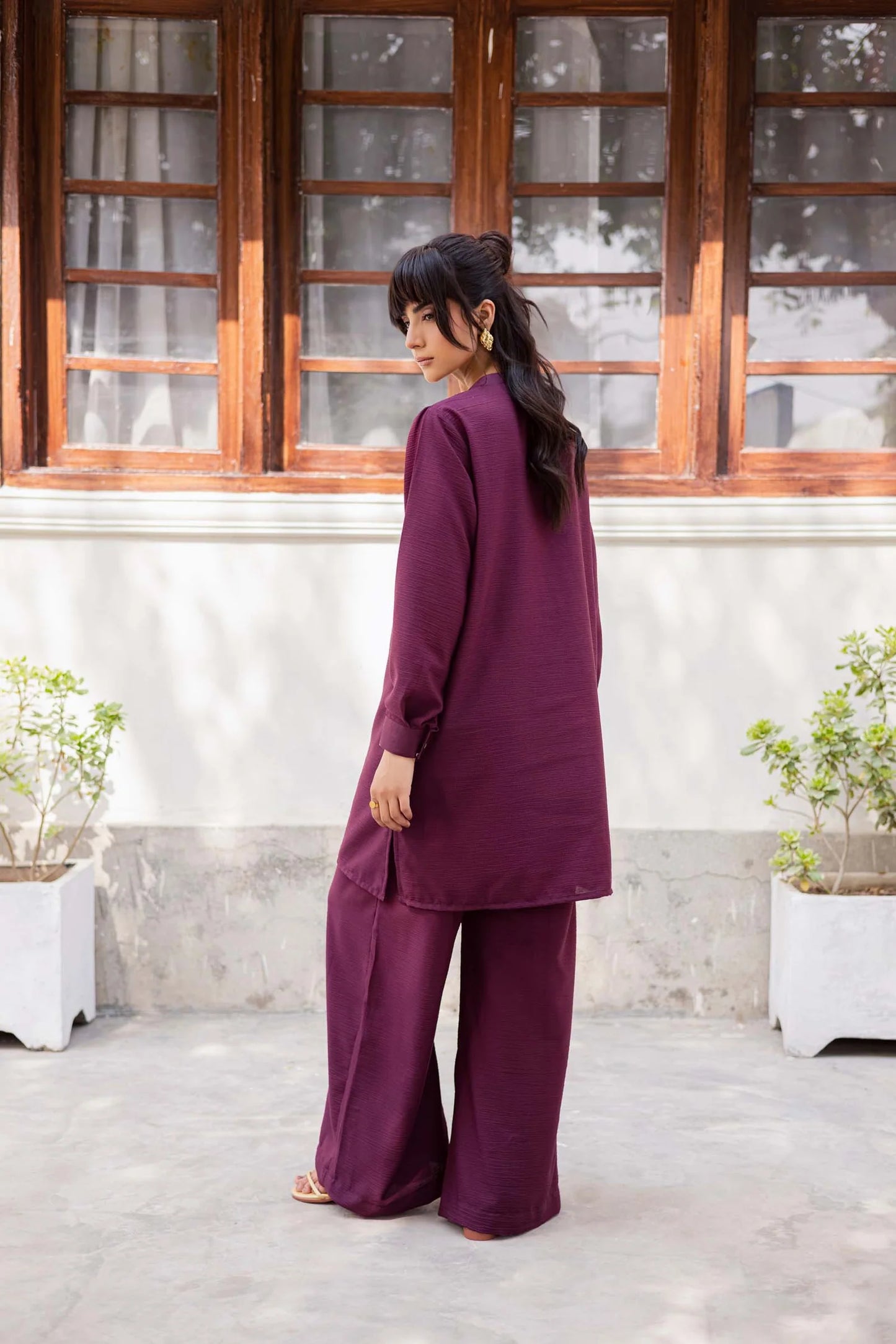 Silayi Pret - Ready To Wear | 2-Piece | Textured Plum