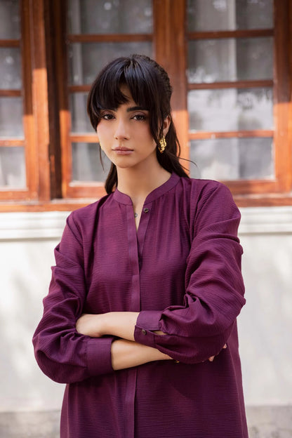 Silayi Pret - Ready To Wear | 2-Piece | Textured Plum