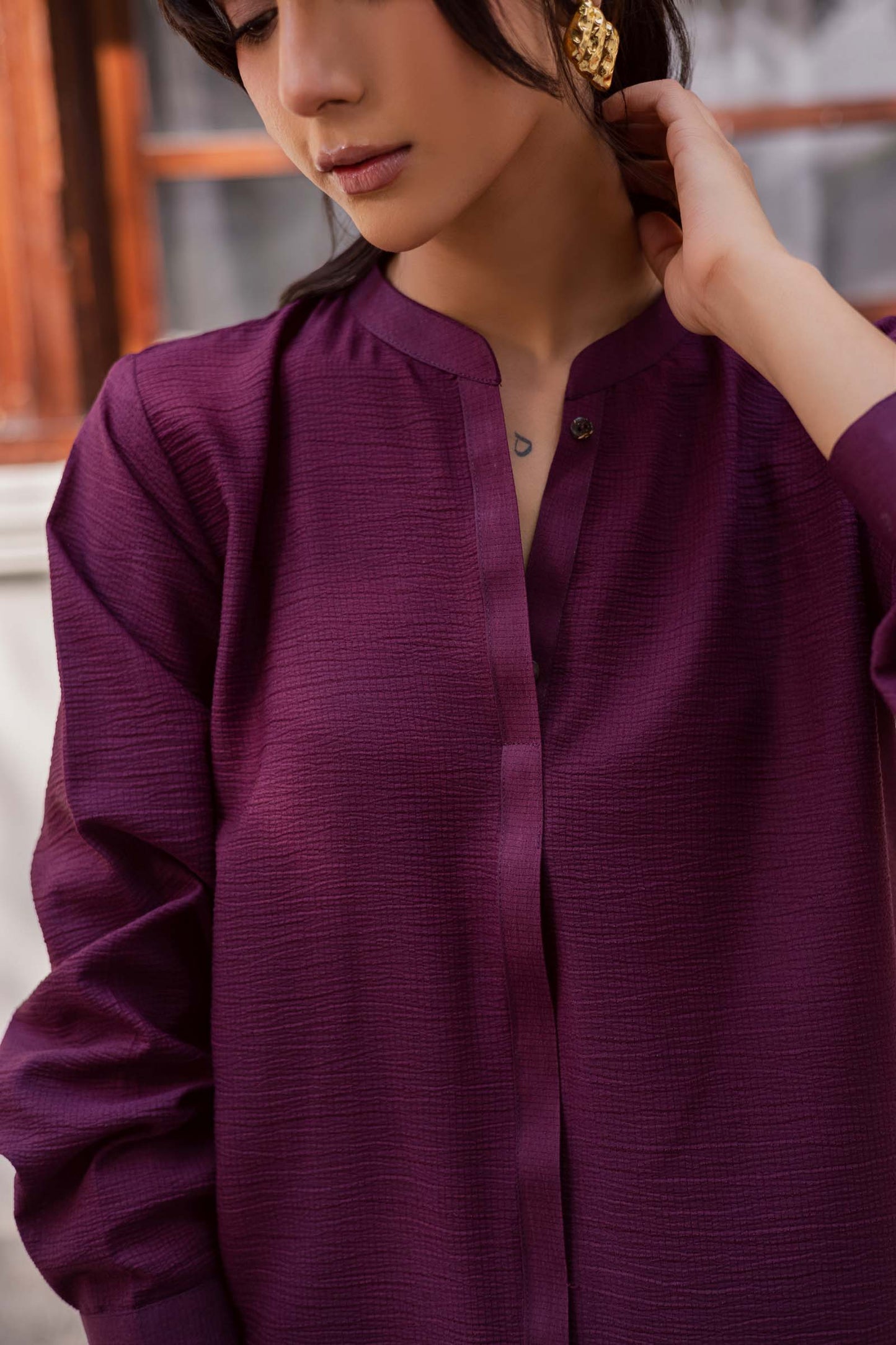 Silayi Pret - Ready To Wear | 2-Piece | Textured Plum