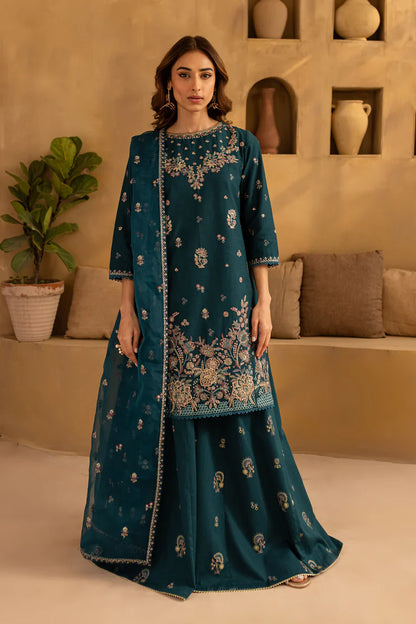 ANB Official - Ocean Blue/Green 3 PC Embroidered Dress