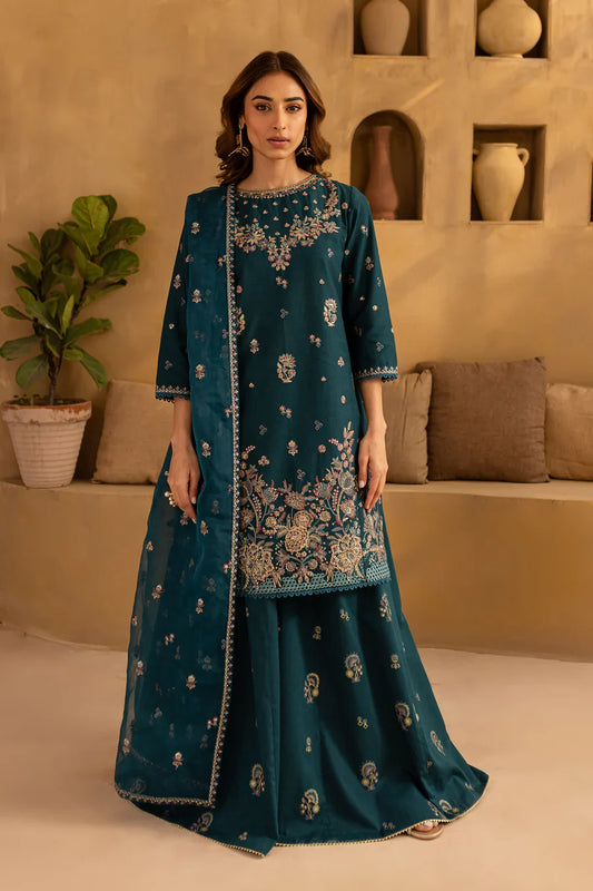 ANB Official - Ocean Blue/Green 3 PC Embroidered Dress
