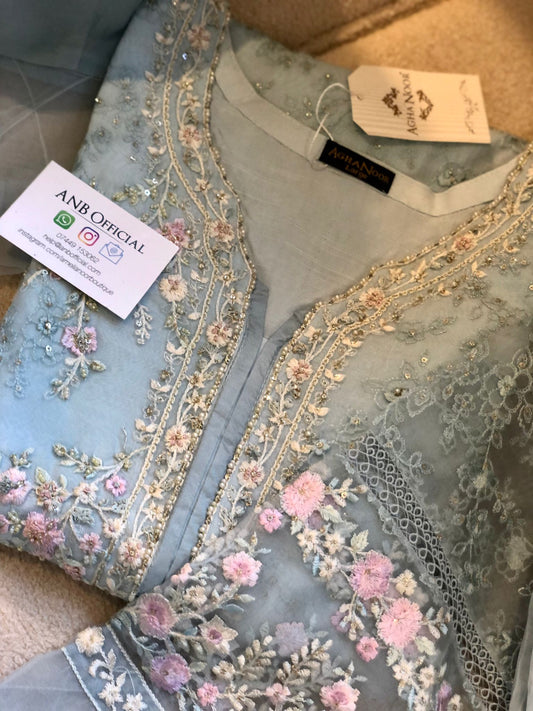 Agha Noor - Blue Organza 3-Piece Suit image 1