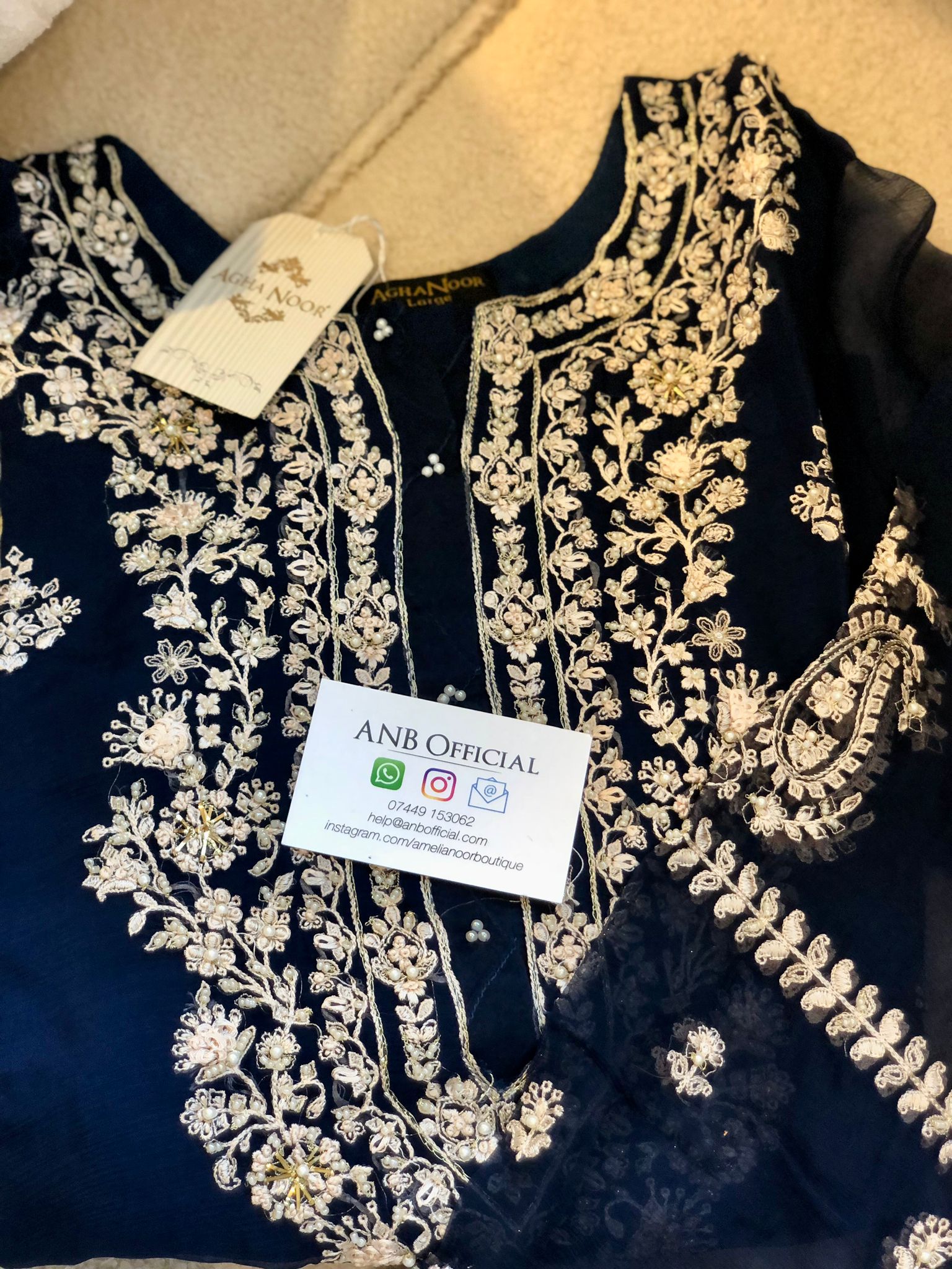 Agha Noor - Dark Blue Chiffon 2-Piece Suit image 1