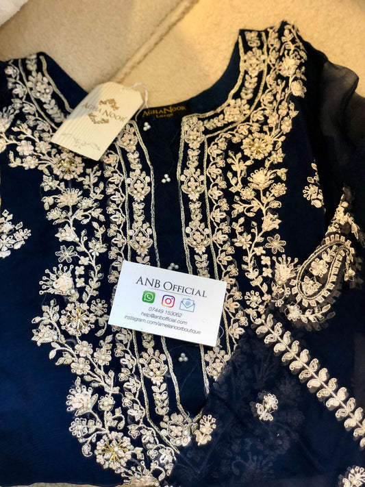 Agha Noor - Dark Blue Chiffon 2-Piece Suit image 1