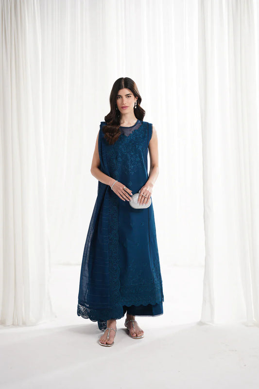 Zaib - Teal Blue Luxury Emroidered 3PCS Set (Ready To Wear)