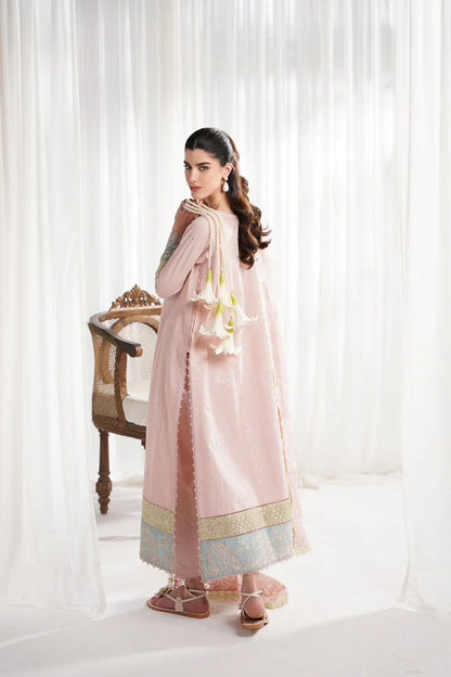 Zaib - Pastel Pink Luxury Embroidered 3PCS Kalidar Set
