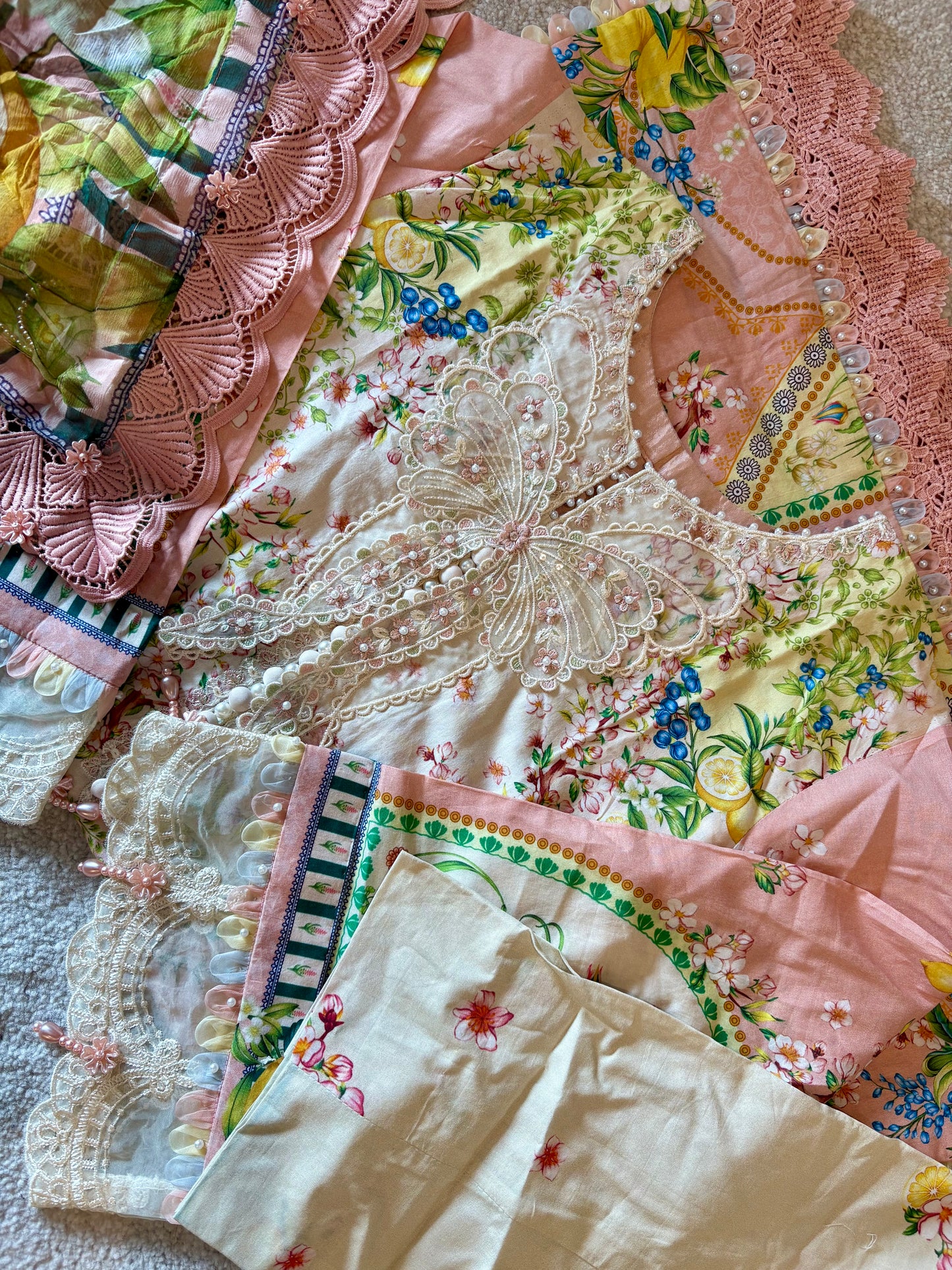 Maria B - Stitched | 3-Piece | Peach | ANBMBS2