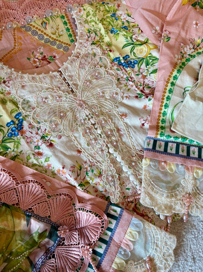 Maria B - Stitched | 3-Piece | Peach | ANBMBS2