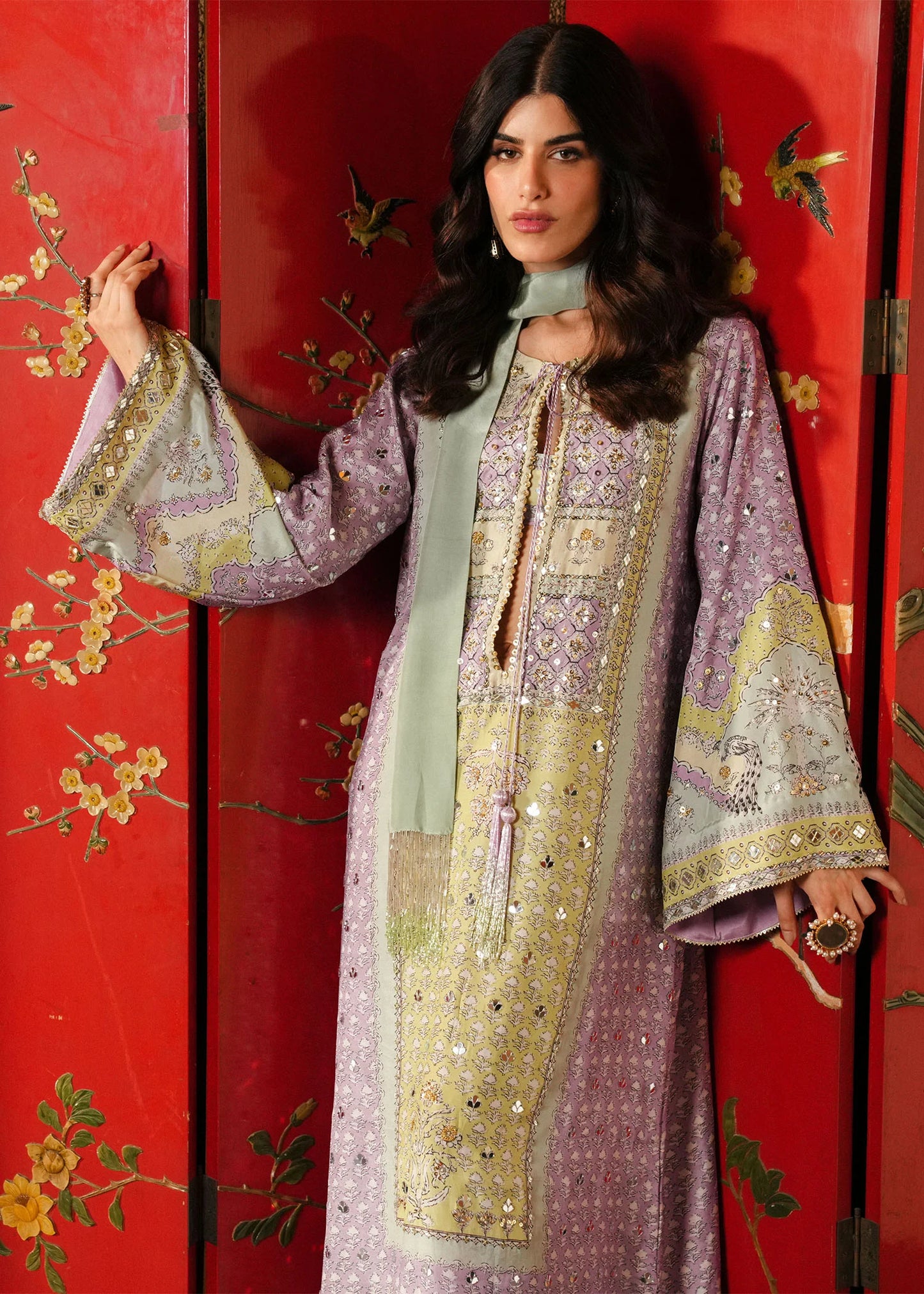 Crimson - Jhilmil Lilac | Kaftan
