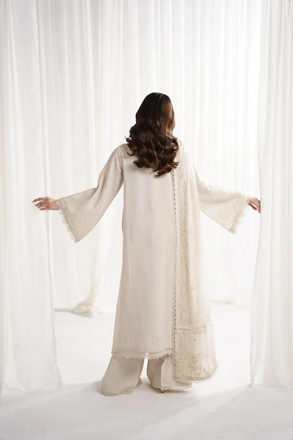 Zaib - Ivory Luxury Emroidered 3PCS Set (Ready To Wear)