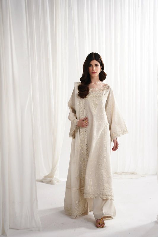 Zaib - Ivory Luxury Emroidered 3PCS Set (Ready To Wear)