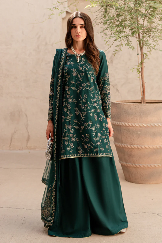 ANB Official - Elegant Deep Green 3 PC Embroidered Dress