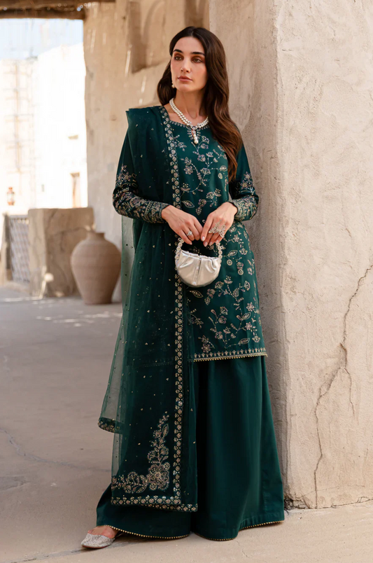 ANB Official - Elegant Deep Green 3 PC Embroidered Dress
