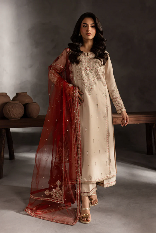 ANB Official - Wedding Vibes! Off-White 3 PC Embroidered Dress