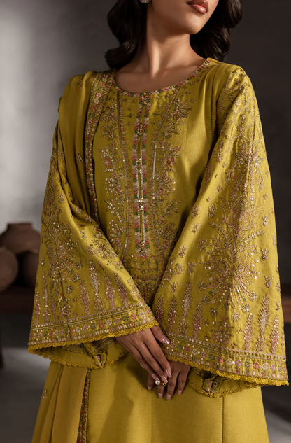 ANB Official - Mehndi Vibes! Mustard 3 PC Embroidered Dress