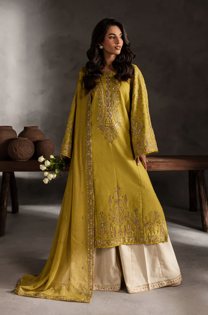 ANB Official - Mehndi Vibes! Mustard 3 PC Embroidered Dress